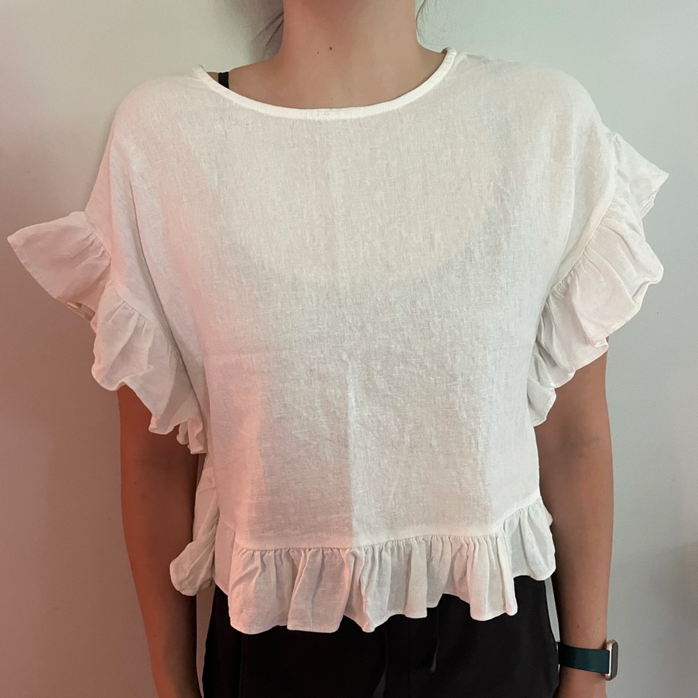 White 100% Linen Blouse